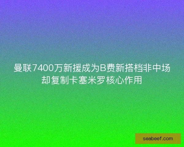 曼联7400万新援成为B费新搭档非中场却复制卡塞米罗核心作用
