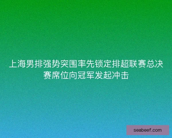 上海男排强势突围率先锁定排超联赛总决赛席位向冠军发起冲击